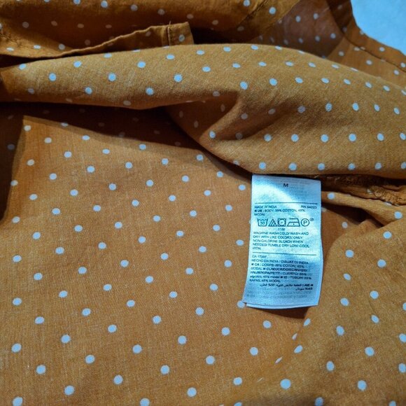 Old Navy Polka Dot Blouse Sz M Button Down Modal Blend Retro 50s Cottagecore - Picture 11 of 15